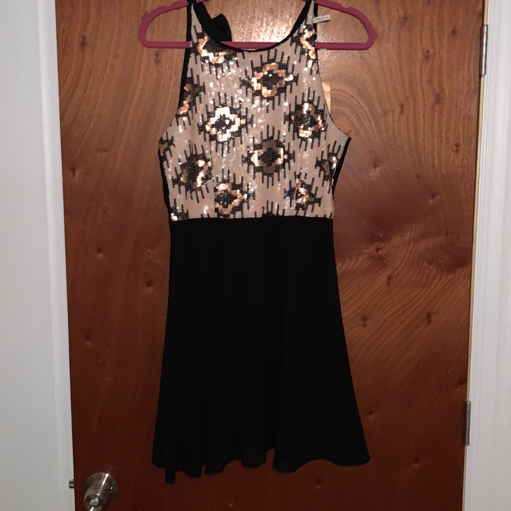Black and sequin skater dress